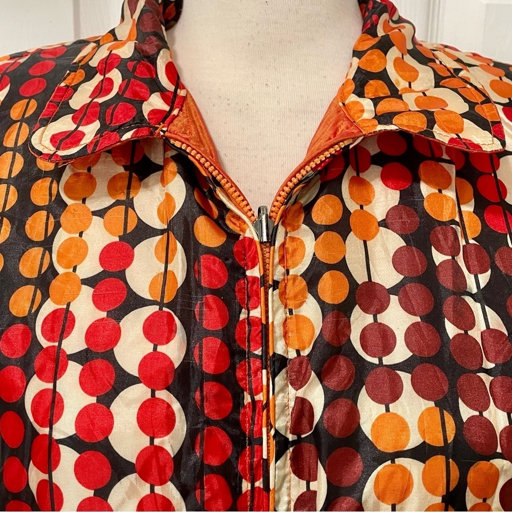 Vintage UBU satin Colorful Patterned Women's reversible zip jacket - Picture 3 of 11